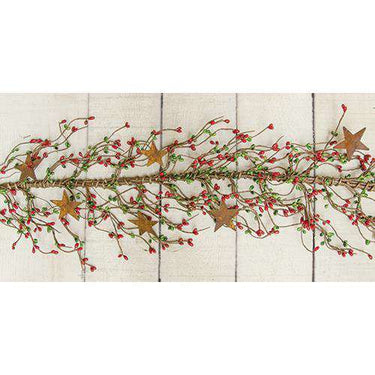 Pip Berry Garland With Stars, Red and Green, 40